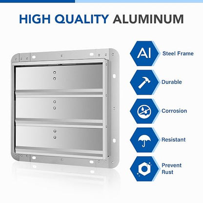 Simple Deluxe 12-Inch Square Aluminum Automatic Gravity Shutter Louver Vent, Silver,2-Pack