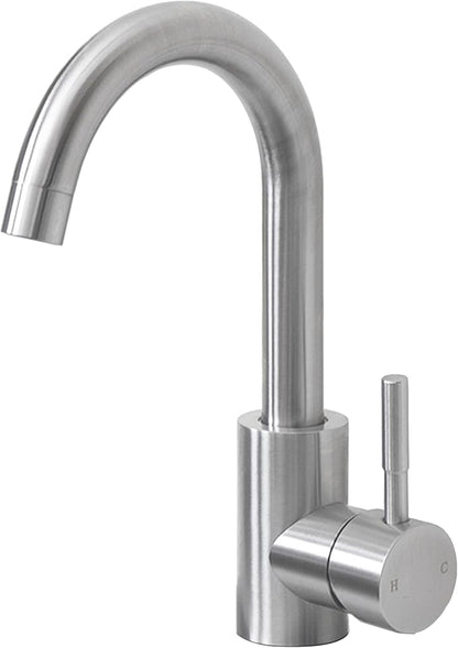 Comllen Wet Bar Sink Faucet, Brushed Nickel, Lead-Free 304 Stainless Steel, 360° Swivel, Single Handle, Small Prep Sink Faucets with Deck Plate for RV Outdoor Laundry Vanity Lavatory