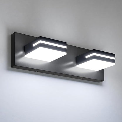 VOLISUN Modern Bathroom Vanity Light Fixtures (2-Light, 15.5-Inch), Matte Black LED Bathroom Lighting Fixtures Over Mirror, 360°Rotatable Head, LED Vanity Lights for Bathroom (Cool White 6000K)