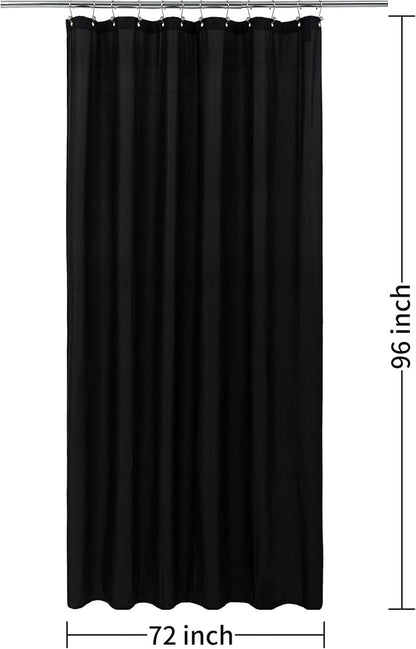 ALYVIA SPRING 72x96 Extra Long Waterproof Fabric Shower Curtain Liner Black | 3 Magnets, Soft Cloth & Hotel Quality, Machine Washable, Light-Weight, Extra Long Size