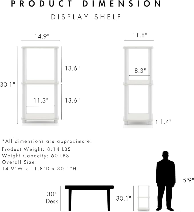 Homes: Inside + Out Apexa Modern 3-Tier Narrow Shelving Units, Collectibles Display Shelves, Easy Assembly Standing Shelf, Home Storage Organizer for Living Room, Bedroom, Office, Espresso