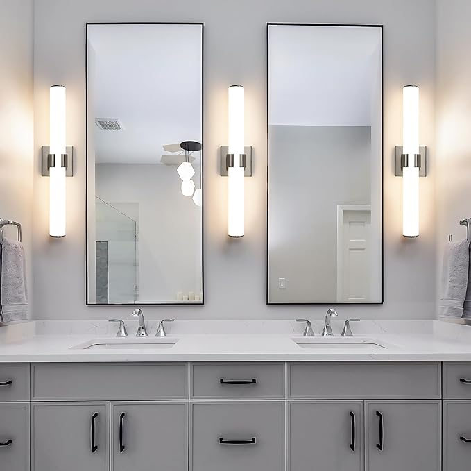 Brushed Nickel Vanity Lights for Bathroom - 22 Inch Bathroom Light Fixtures Over Mirror with Acrylic Shade, 18W LED Modern Vanity Lighting Fixtures Wall Sconce 3000K