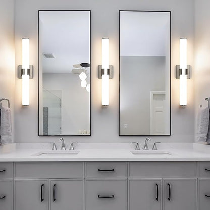 Brushed Nickel Vanity Lights for Bathroom - 22 Inch Bathroom Light Fixtures Over Mirror with Acrylic Shade, 18W LED Modern Vanity Lighting Fixtures Wall Sconce 3000K