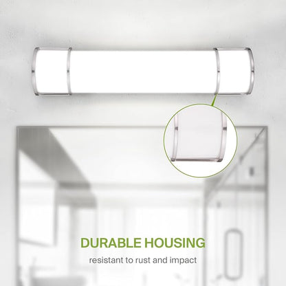 ASD LED 24" Vanity Flush Mount Light Fixture, Linear Bathroom Lighting Bar | 3CCT, Dimmable, Energy Star, ETL Listed | 25W 1950LM 3000-5000K 120V | Long Tube Bath Wall Sconce Over Mirror | Nickel