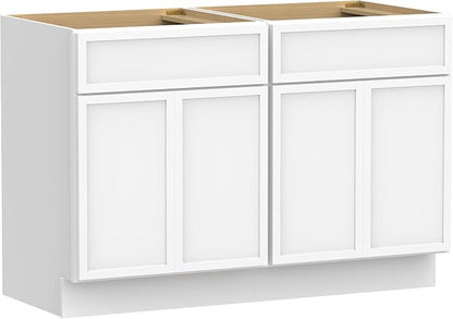 48 Inch Bathroom Vanity Base Only, Double Vanity Cabinet with Soft Closing Door, 2ea 24 inch Cabinet, Without Top,White