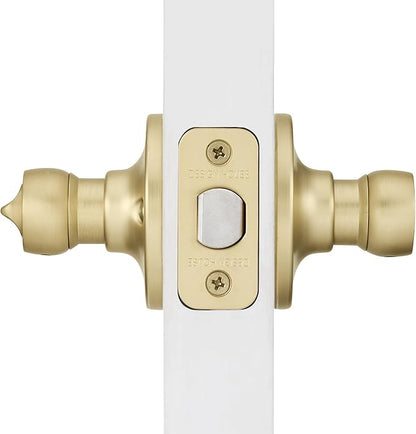 Design House Springdale Privacy Bedroom Bathroom Interior Door Lever Handle Lockset with Lock, Satin Gold, 6.375 in x 1.94 in x 2.625 in, Item 728907
