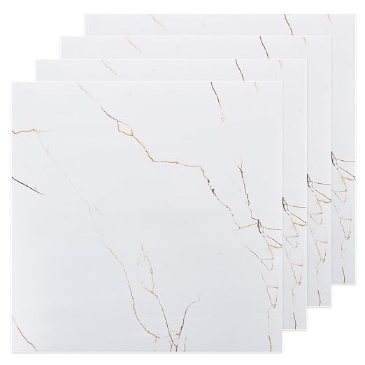 40 Sheet Vinyl Flooring 12x12 Inch Marble White Peel and Stick Floor Tile Waterproof Vinyl Floor Tiles Clearance Self Adhesive Floor Tiles Sticky Laminate Flooring on Bathroom Kitchen Basement