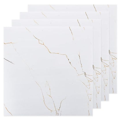40 Sheet Vinyl Flooring 12x12 Inch Marble White Peel and Stick Floor Tile Waterproof Vinyl Floor Tiles Clearance Self Adhesive Floor Tiles Sticky Laminate Flooring on Bathroom Kitchen Basement