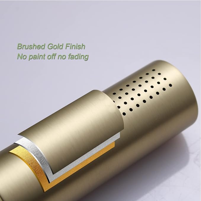 Brushed Gold Shower Head 2 in 1 Function High Pressure 7 inch Hand Held Shower Head Dual Modes High Flow Shower Wand with 59 inch Hose and Shower Bracket