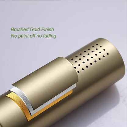 Brushed Gold Shower Head 2 in 1 Function High Pressure 7 inch Hand Held Shower Head Dual Modes High Flow Shower Wand with 59 inch Hose and Shower Bracket