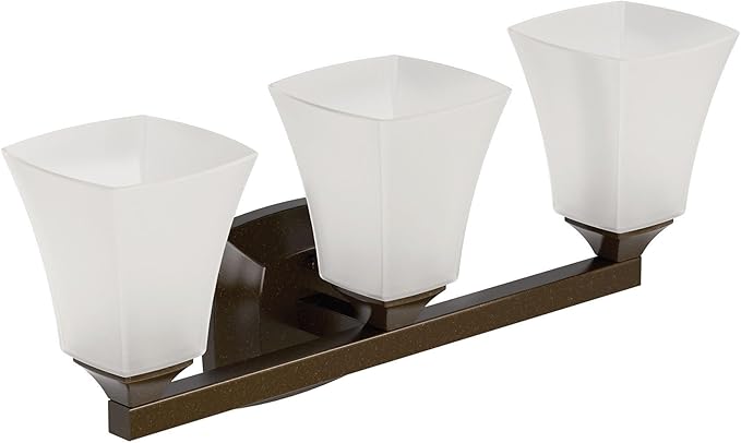 Moen YB5163ORB Voss 3-Light Dual-Mount Bath Bathroom Vanity Fixture with Frosted Glass, Oil-Rubbed Bronze