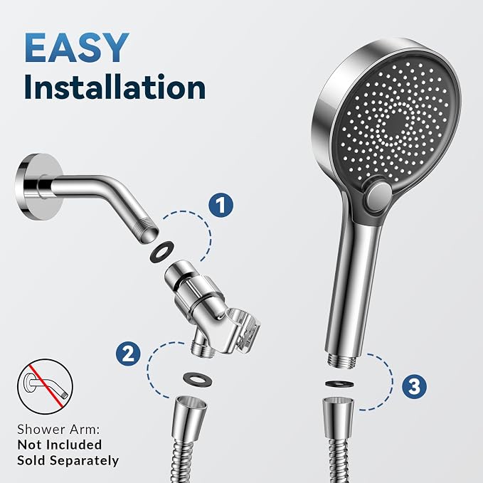 Filtered Shower Head with Handheld, High Pressure Shower Head with Filters, 3 Modes Water Softener Shower Head with Detachable Filters, Reduce Dryness on Skin and Hair, Premium Chrome
