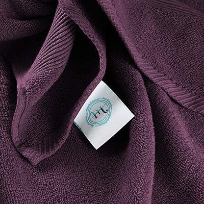 Hearth & Harbor Bath Towels for Bathroom - 100% Ring Spun Cotton Luxury Bathroom Towels - Ultra Soft & Highly Absorbent, Bath Towels Set of 6 - Purple Eggplant