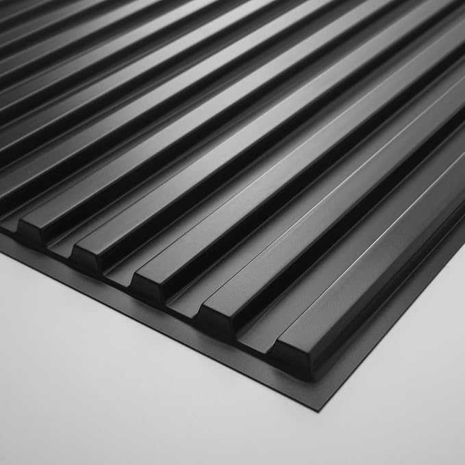Art3d 6-Pack Slat Design 3D Wall Panels for Interior Wall Decor, 2x4 FT PVC Decorative Drop Ceiling Tiles - Black | 24" x 48" , Lightweight, Break-Proof, Compatible with Grid System, Ideal for Home, Commercial Spaces