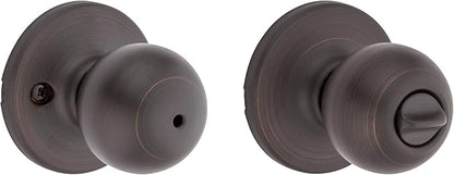 Kwikset Polo Interior Privacy Door Knob with Lock, Door Handle For Bathroom and Bedroom, Venetian Bronze Keyless Turn Lock Doorknob