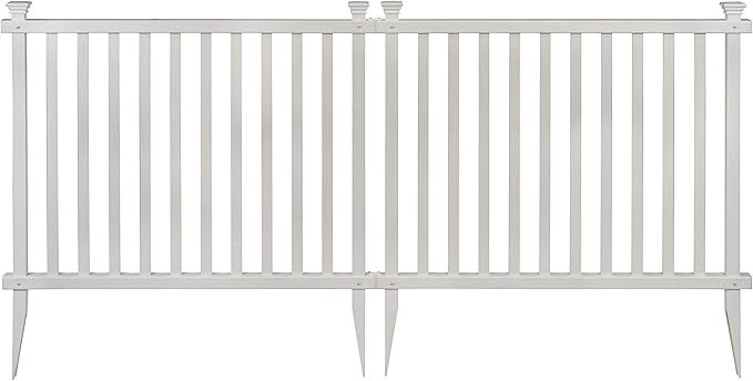 Zippity Baskenridge Picket Fence Panels, White Vinyl DIY No Dig Kit | 3ftH x 3.5ftW, 2 Panels, Garden Border Yard Fencing, ZP19037