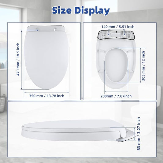 SS124 Toilet Seat Replacement Compatible with TOTO, Elongated Soft Close Toilet Seat for SS124, Transitional Slow-close & Heavy Duty, with Universal Toilet Bolts and Nuts, Cotton White
