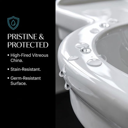 Roosevelt Bathroom Pedestal Sink – 18-Inch Small Pedestal Sink, Durable Vitreous China Ceramic with 4 Inch 3-Hole Bathroom Sink Faucet – Ideal for Modern Bathrooms