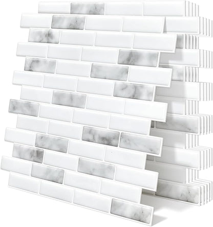 Peel and Stick Backsplash 3D Self Adhesive Wall Tile Grey 10 Sheet | Thick,Sticky,Vinyl,12"x12",Marble,for Kitchen,Bathroom