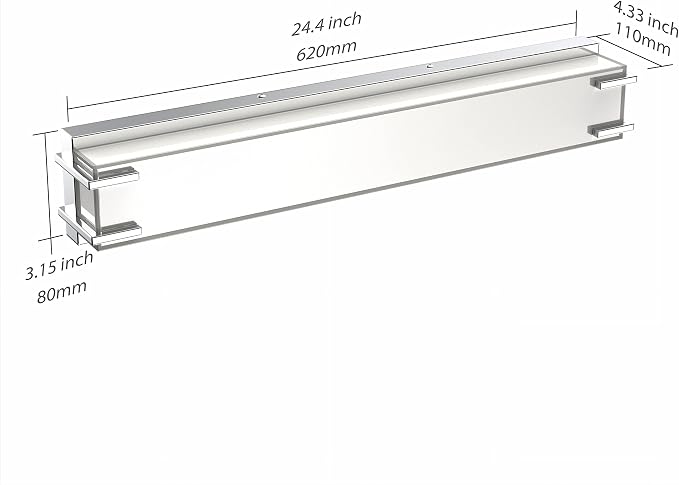 LED Bathroom Light Fixtures Over Mirror 24.4” Vanity Light with Milky White Lampshade 4000K Daylight Chrome Finishing Bath Bar (Chrome)