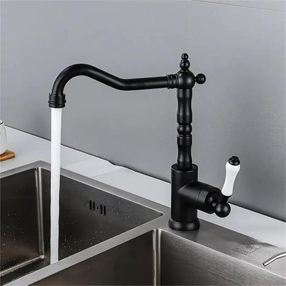 Bathroom Faucet Kitchen Faucet Brass Sink Mixers Tap Hot Cold Water Crane(Black)