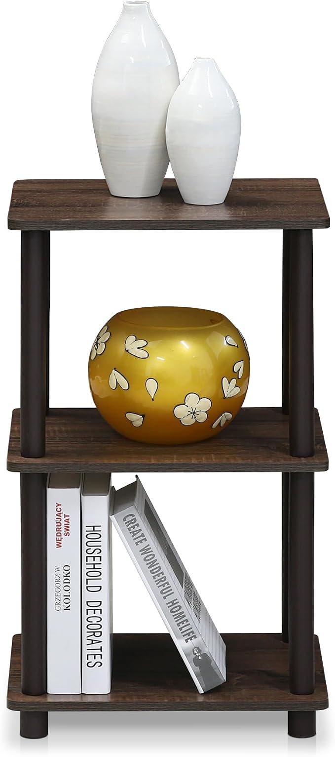 FURINNO Turn-N-Tube 2 Space Shelf, Walnut/Brown