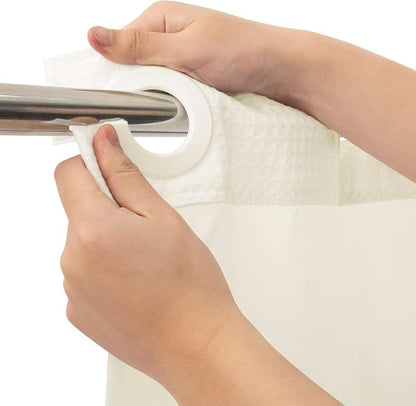 RiverDream Heavyweight Waffle No Hook Shower Curtain with Liner,Cream,36x74 | Dotted Waffle,Snap-in Liner,Heavy Duty,Quick Dry,Mesh Top Window,With Bottom Magnets,Hotel-Grade,Washable,Small Stall Size