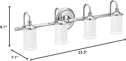 Moen YB6464CH Belfield 4-Light Dual-Mount Bath Bathroom Vanity Fixture with Frosted Glass, Chrome