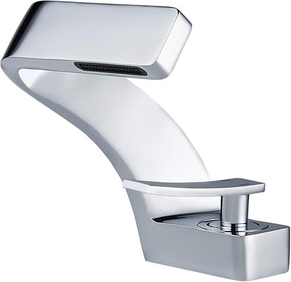 becola Chrome Bathroom Sink Faucet, Single Hole Faucet for Bathroom Sink, Solid Brass Single Handle Lavatory Vanity Sink Faucet with Two US Standard 3/8" Hoses