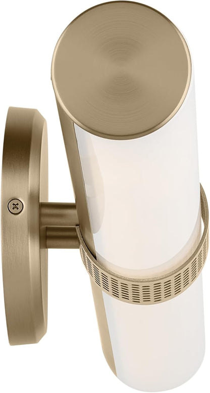 Kichler Sashi 32" LED Large Bath Bar with White Glass in Champagne Bronze, Modern, for Vanity, Fireplace, Buffet, Hallway, Vanity Mirror, (32" W x 5" H) 55193CPZLED