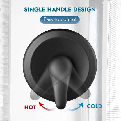 Bathtub Shower Faucet Set Wall Mounted 6 Inch 5-Spray Rainfall Shower Head with Rough-in Valve Single Handle Control Shower Trim Kit with Tub Spout, Matte Black