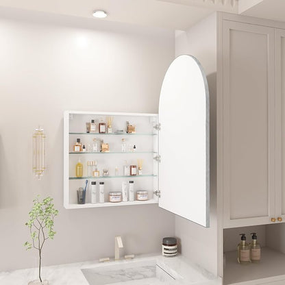 FKWin Large Medicine Cabinet Mirror for Luxury Bathrooms, Wall Mount | Large Bathroom Mirror with Storage, Modern Bathroom Style, Adjustable Shelves, Reversible Door, Clean Contemporary Look