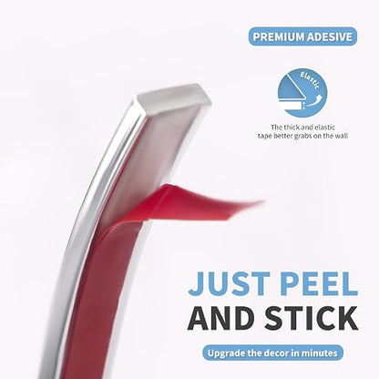 Art3d 30 ft Peel and Stick Flexible Vinyl Molding Trim, Stainless Steel | Durable, Waterproof, Oil-Proof, Superior Adhesive, Useful, Easy to Clean, Ideal for Mirror Edges, Accent Walls, Backsplashes
