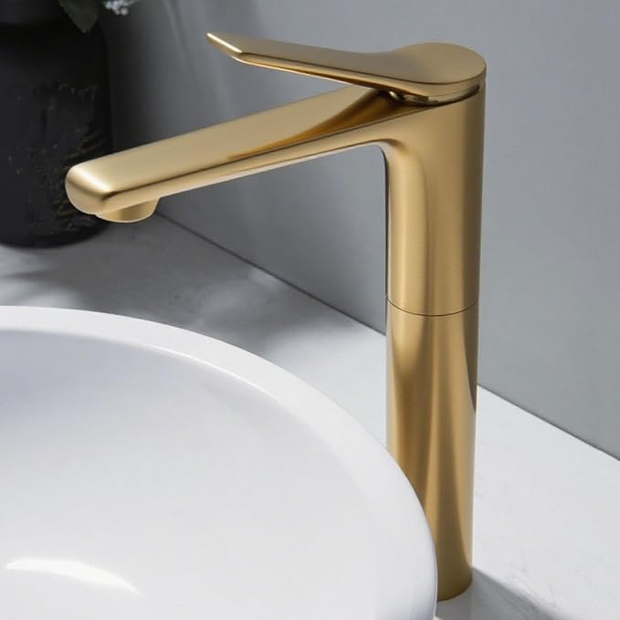 Bathroom Water Faucet Single Hole Faucet for Bathroom Sink Single Handle Hot and Cold Brushed Gold