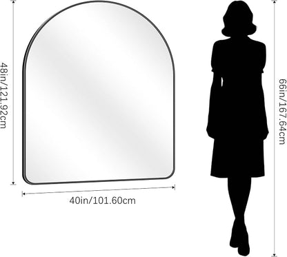 FORBATH Arched Wall Mirror 40"x48", Large Arch Bathroom Mirror Black Aluminum Wide Frame for Decor Dresser Mirror for Bedroom Living Room Entryway, Hanging or Leaning Against Wall
