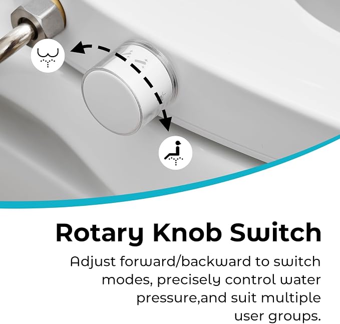 Bidet Toilet Seat,Non-Electric Quiet-Close,Fit Elongated Toilet Seat,Adjustable Water Pressure and Self-Cleaning Dual Nozzles