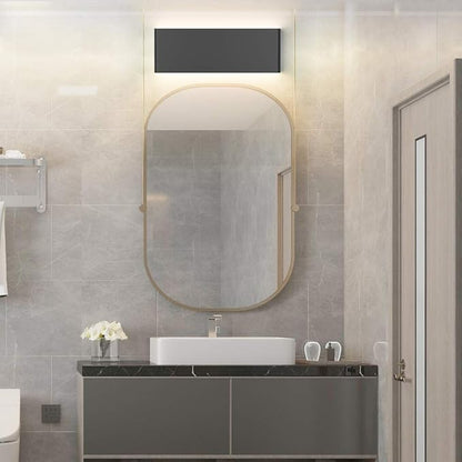 Aipsun 15.8in Matte Black Modern Vanity Light Up and Down LED Vanity Light for Bathroom Wall Lighting Fixtures (Warm Light 3000K)