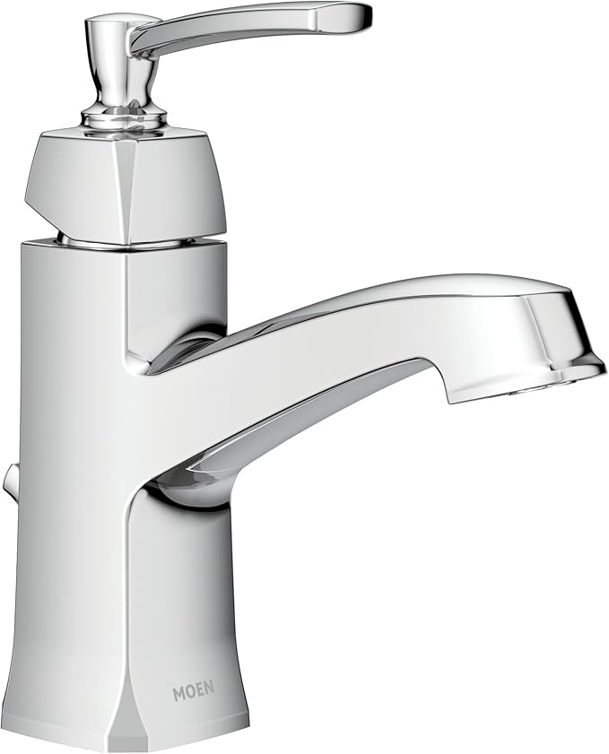 Moen Conway Chrome One-Handle Single Hole or Centerset Bathroom Faucet with Drain Assembly, WS84923