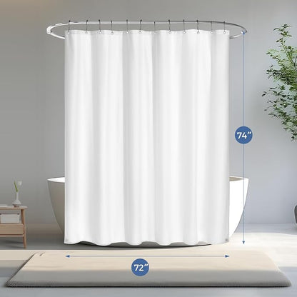 downluxe Waterproof Fabric Shower Curtain Liner, Soft Cloth Shower Liner with Magnets, Machine Washable & Hotel Quality Bathroom Curtain, 72" W x 74" L, Waffle White