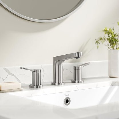 Bathroom sink with modern faucet and mirror