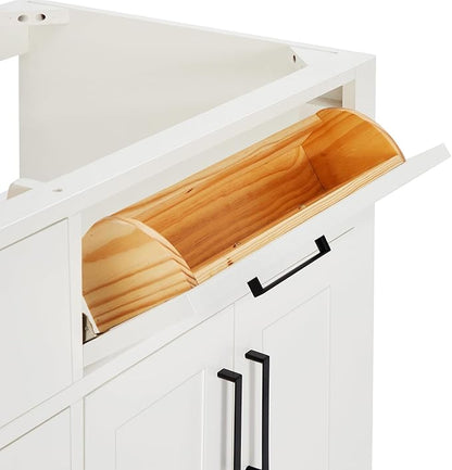 ARIEL Hepburn 66-inch Bathroom Vanity Base Cabinet,Solid Wood, 4 Soft Closing Doors, 6 Dovetail Drawers, White