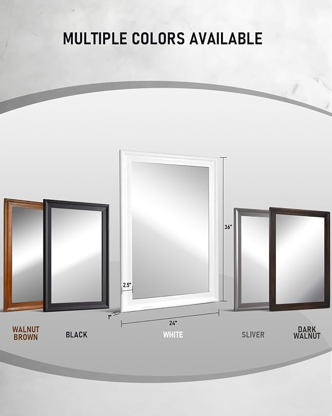 Black Wall Mirror for Bathroom,Rectangle Rustic 24 x 36 inch Vanity Mirrors | Hanging Mirror with Wood Grain Pattern for Living Room,Bedroom,Entryway