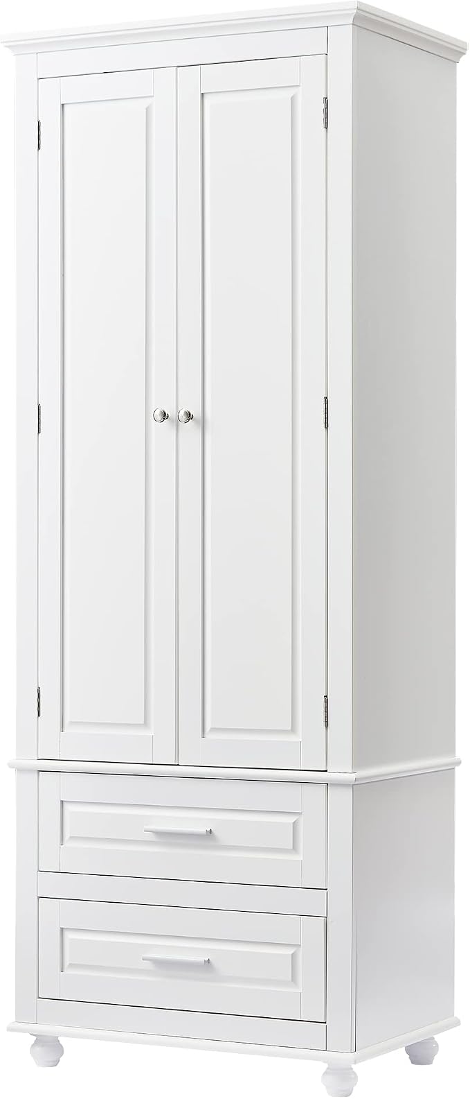 Merax 62.5" Pantry Cabinet with Two Doors & Two Drawers, Adjustable Shelves Storage Cupboard for Kitchen/Dining Room/Bathroom, White