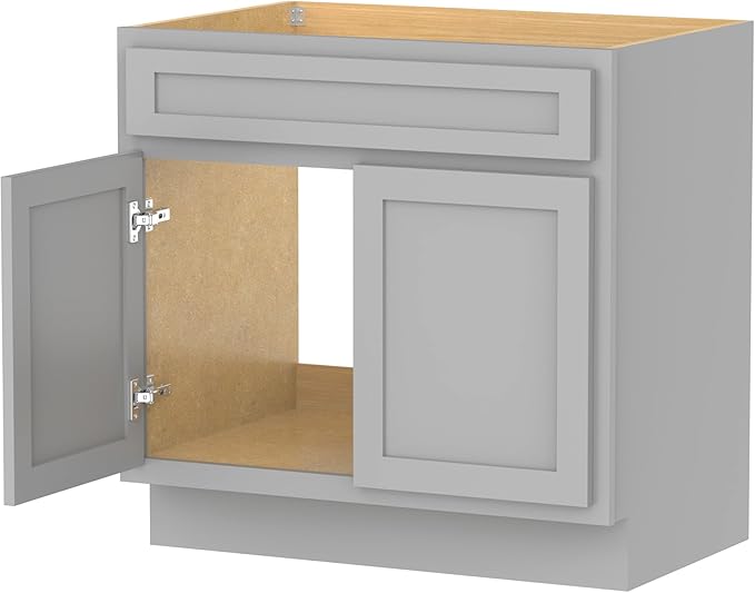 Vanity Art 30 Inch Double Shutter Door Bathroom Vanity Base Cabinet with Soft Closing Shaker Drawer, Strudy Floor Mount Storage Cabinet Organizer for Bedroom, Living Room, Kitchen, VA4030G
