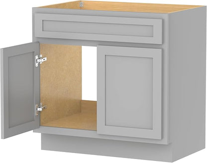 Vanity Art 30 Inch Double Shutter Door Bathroom Vanity Base Cabinet with Soft Closing Shaker Drawer, Strudy Floor Mount Storage Cabinet Organizer for Bedroom, Living Room, Kitchen, VA4030G