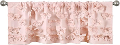 Lush Decor Riley Window Valance - Charming Handmade Bow Details - Elegant Light Filtering Single Panel- 54" W x 18" L , Blush