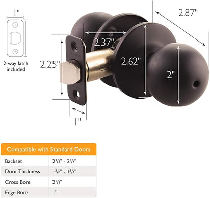 Design House 779108 Ball Privacy Bed and Bath Door Knob Matte Black