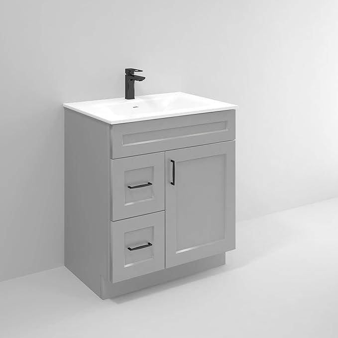 La Royal 30" Sink Base Bathroom Vanity with Drawer Light Grey Shaker Ready-to Assemble Cabinet