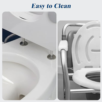 Raised Toilet Seat with Handdles and Bidet Attachment,Elongated - Non-Electric Bidet with Dual Nozzles - Elevated Toilet Risers for Seniors & Limited Mobility - Easy Install & Clean