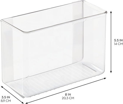iDesign Adhesive Organizer Bin - Damage-Free Hanging for Kitchen, Bathroom, or Office - Set of 4 - Clear